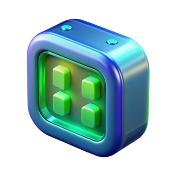 vibrante 3d hacer de un futurista interfaz elemento con verde botones y un azul degradado cáscara png