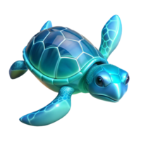 Vibrant 3D Render of a Sea Turtle Illustration Aquatic Life, Ocean Animal, Shell, Cartoon Turtle, Turquoise, Underwater, Shiny, Glossy, Realistic 3D Model, Digital Art, CGI, Creature, Wildlife png