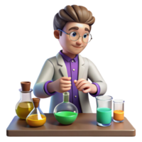 beautiful classic 3D Illustration Scientist Lab Experiment professional png
