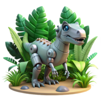 magnificent modern 3D Render Robotic Dinosaur in Jungle professional png