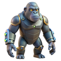extraordinary artistic Gorilla in Futuristic Armor 3D Render authentic png