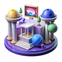 3D Abstract Background Render, Colorful Spheres and Classical Columns png