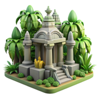 dramatic creative 3D Render Tropical Temple Illustration premium png