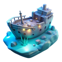 wonderful classic 3D Illustration Sunken Shipwreck 4K png