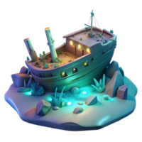 elegant abstract 3D Illustration Sunken Shipwreck high quality png