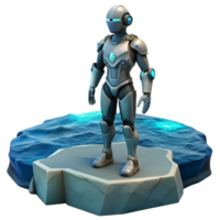 3D Render Futuristic Robot on Iceberg png