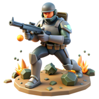 3D Illustration of Futuristic Soldier in Combat png