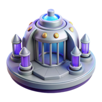 magnificent classic Futuristic 3D Render of a Grey Dome Structure with Purple Lighting, Elegant Design, Game Asset, Architectural Model, Sci fi Setting, Digital Art authentic png