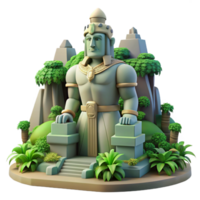 Majestic Stone Guardian 3D Illustration Lush Jungle Setting Ancient Civilization Theme png