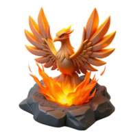 dramatic modern 3D Render of a Mythical Firebird original png