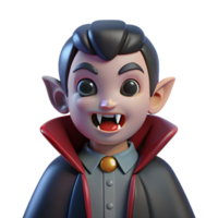 Adorable Cartoon Vampire 3D Render Illustration Cute Fangs Childish Halloween Spooky Imagery Digital Art png