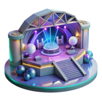 serene traditional Futuristic Concert Stage 3D Render Illustration Neon Lights, Geometric Design, Abstract Background authentic png