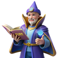 extraordinary classic Wise Wizard 3D Render authentic png