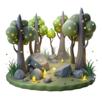 impressive artistic Enchanted 3D Forest Illustration authentic png
