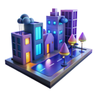 dramatic rustic Night Cityscape 3D Illustration high resolution png