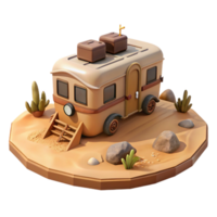 wonderful vintage Desert Camper 3D Render premium png