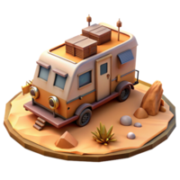 Desert Camper Van 3D Illustration png