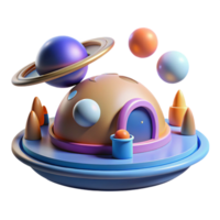 3D Render of Colorful Planetary House png