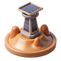 3D Illustration Solar Tower on Island png