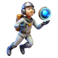3D Render of an Astronaut in Space Suit Holding a Glowing Star Illustration png