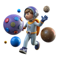 3D Astronaut Child in Space png