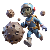 magnificent traditional 3D Cartoon Astronaut with Asteroids authentic png