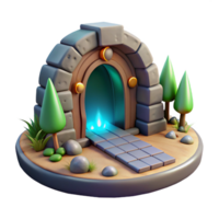 encantado pedra arco 3d render fantasia jogos de ativos mágico portal ilustração png