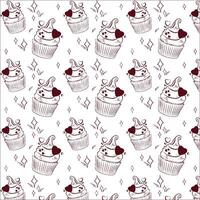 Pattern with cupcakes vector
