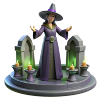 3D Render of a Female Witch Performing a Spell in a Fantasy Setting png