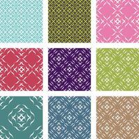 A set of nine different colored seamless patterns vector