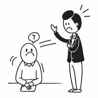 Client dissatisfaction concept as A business professional dealing with an unhappy client highlighting a bad day and the challenges of maintaining customer satisfaction in Photo St v1 vector