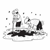 Children cleaning up a beach concept as High resolution image of children cleaning up plastic waste on a beach with a glossy backdrop symbolizing the role of younger generations in v1 vector