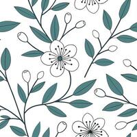 Delicate spring floral seamless pattern with fine lines and muted color palette for soft and tranquil designs concept as Soft spring floral pattern featuring delicate lines and a m Dynamics vector