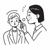 Dermatologist examining a patients mole for skin cancer concept as A dermatologist examines a patients mole for signs of skin cancer highlighting precision and early detection Ide Dynamics vector