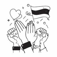 Rainbow flag with diverse group concept as A diverse group of people blended with a rainbow flag symbolizing unity and diversity during Pride Month Ideal for inclusivity and celeb Dynamics vector