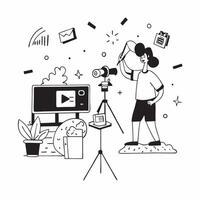 Social media influencer collaborating with brands for campaigns concept as A social media influencer in a home studio collaborating with brands for campaigns using a camera and lig Dynamics vector