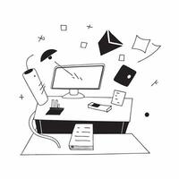 Abstract Digital Art Background with Glowing Home Office Setup concept as A photo featuring an abstract digital art background with a glowing home office setup The image emphasize pure Set 7 vector