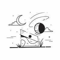Abstract digital art of a moonrise with glowing elements for Sharad Purnima concept as Camera movement Zoom into the abstract digital art of a moonrise Scene Isolated with glowing pure vector