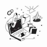 Abstract digital art with holographic music production software in a home office concept as Camera movement Zoom into the laptop screen with holographic music production software pure Set 2 vector