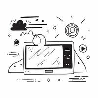 Abstract digital art with holographic weather updates on a tablet in a home office concept as Camera movement Pan across the tablet screen with holographic weather updates Scene G pure Set 2 vector