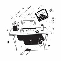 Abstract Home Office with Glowing Desk and Digital Art Background concept as A photo featuring an abstract home office setup with a glowing desk and a digital art background The i pure Set 2 vector