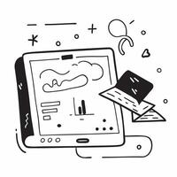 Abstract digital art with holographic weather updates on a tablet in a home office concept as Camera movement Pan across the tablet screen with holographic weather updates Scene G pure vector