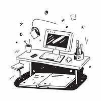 Abstract Home Office with Glowing Desk and Digital Art Background concept as A photo featuring an abstract home office setup with a glowing desk and a digital art background The i pure Set 4 vector