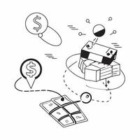 AI Blockchain with Dollar Flow concept as A of blockchain technology connected to a flowing dollar symbol representing the secure and efficient financial transactions facili pure vector