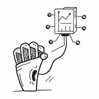 AI Chip with Financial Data Stream concept as A of an AI chip connected to a financial data stream symbolizing the processing power of AI in financial data analysis and cost pure vector