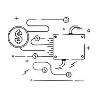 AI Circuit and Dollar Sign Frame concept as A sleek border frame featuring AI circuit lines interwoven with dollar signs creating a modern tech themed design The center is left as pure vector