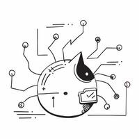 AI Circuitry and Piggy Bank concept as An abstract showing a piggy bank surrounded by AI circuitry symbolizing the use of AI in financial savings and cost management The de pure vector