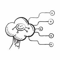AI Cloud with Coin Symbol concept as An abstract of a cloud connected to a coin symbol representing the cost efficient nature of cloud computing technology isolated on a whi pure vector