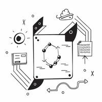 AI Driven Blockchain Frame concept as A border frame with blockchain symbols and digital connections on the left and right sides leaving the center as copy space The design symbol pure vector