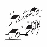 AI Driven Blockchain Elements concept as Abstract elements representing blockchain technology with digital blocks and chains The design is isolated on a white background sy pure vector
